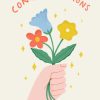 Moonpig Floral Bouquet Illustrated Congratulations Card