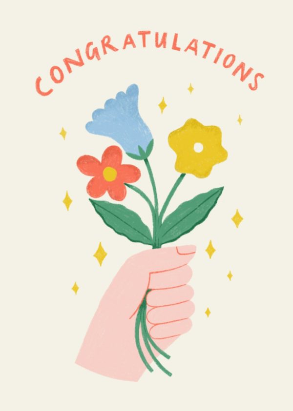 Moonpig Floral Bouquet Illustrated Congratulations Card