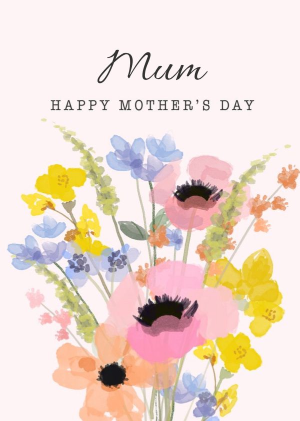 Moonpig Happy Mothers Day Mum Mom Flowers Floral Bouquet Mothers Day Card