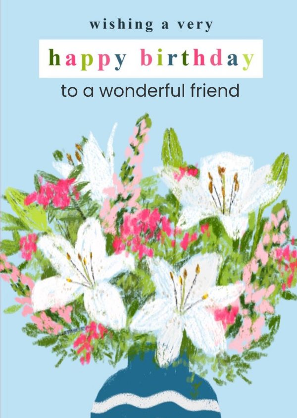 Moonpig Illustrated Bouquet Of Flowers Wishing A Very Happy Birthday Personalised Card