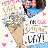 Moonpig Illustrated Bouquet To My Beautiful Wife On Our Wedding Day Photo Upload Card