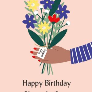 Moonpig Illustrated Cute Flower Bouquet Happy Birthday Card