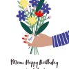 Moonpig Illustrated Cute Flower Bouquet Mom, Happy Birthday 40 Today Card