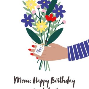 Moonpig Illustrated Cute Flower Bouquet Mom, Happy Birthday 40 Today Card