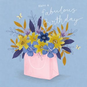 Moonpig Illustrated Floral Bouquet Bag Birthday Card