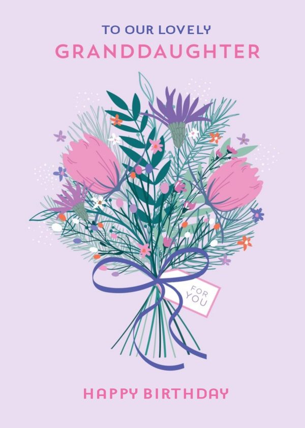 Moonpig Illustrated Floral Bouquet To Our Lovely Granddaughter Happy Birthday Card