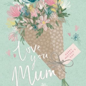 Moonpig Illustrated Flower Bouquet Love You Mum From Your Son Mother's Day Card