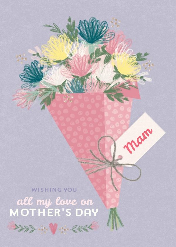 Moonpig Illustrated Flower Bouquet To My Mam Mother's Day Card