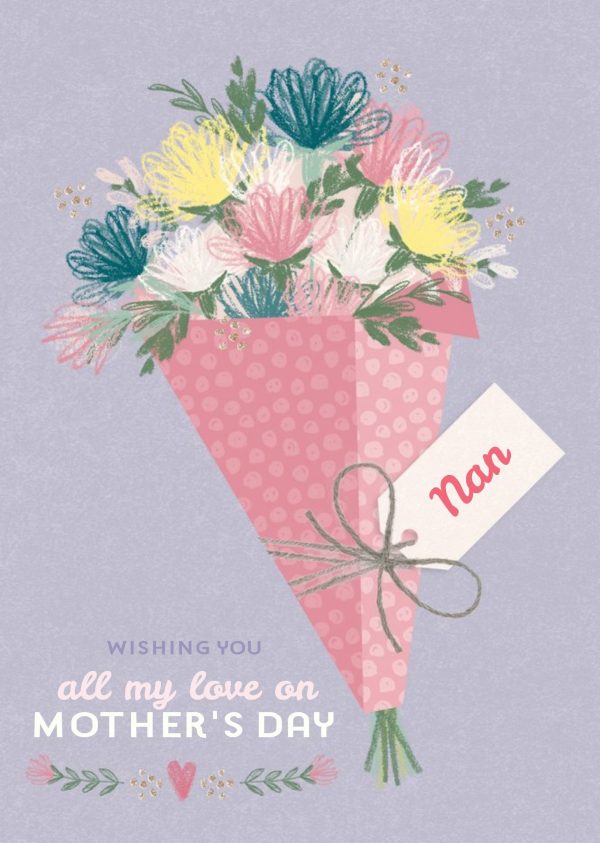 Moonpig Illustrated Flower Bouquet To My Nan Mother's Day Card