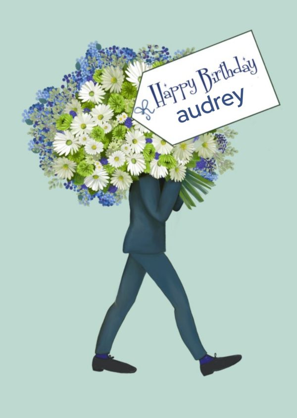 Moonpig Illustrated Large Bouquet Of Flowers With Personalised Label Birthday Card