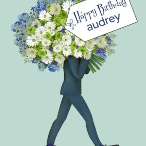 Moonpig Illustrated Large Bouquet Of Flowers With Personalised Label Birthday Card