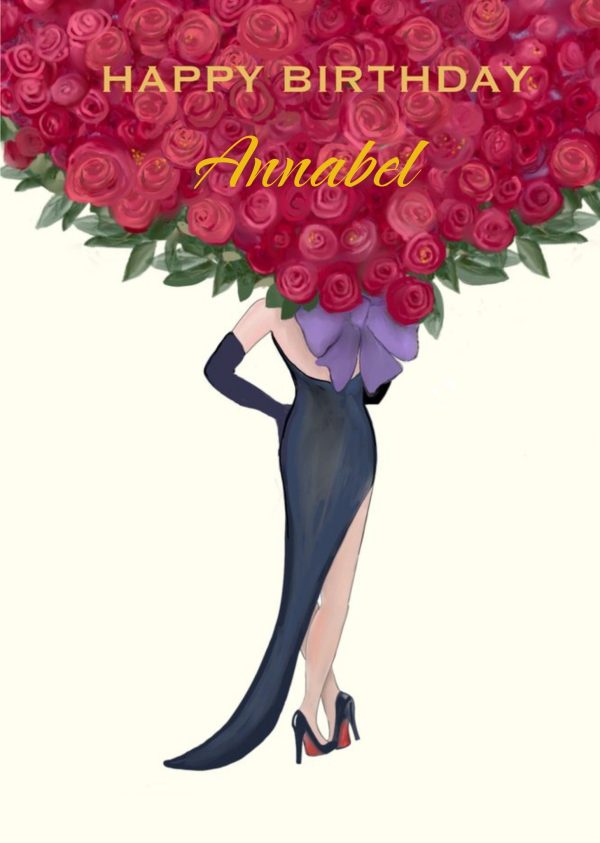 Moonpig Illustrated Large Bouquet Of Red Roses Birthday Card
