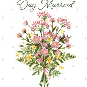 Moonpig Illustration Of A Bouquet Of Flowers First Valentine's Day Married Card