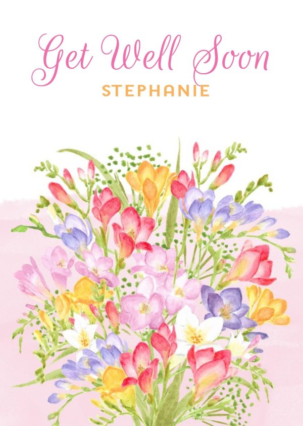 Moonpig Illustration Of A Bouquet Of Flowers Get Well Soon Card