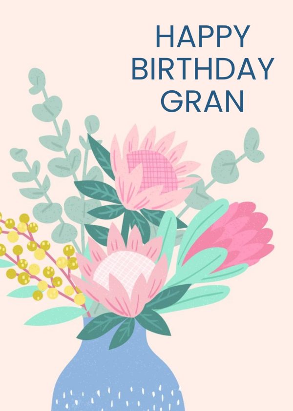 Moonpig Illustration Of A Bouquet Of Flowers Gran's Birthday Card