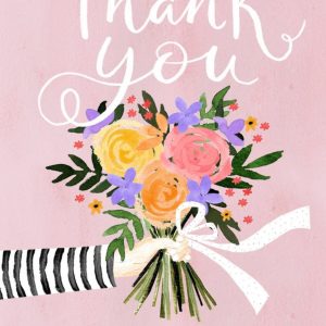 Moonpig Illustration Of A Bouquet Of Flowers On A Pink Background Thank You Card
