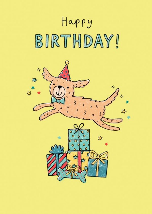 Moonpig Jenny Seddon Illustrated Dog And Gifts Birthday Card