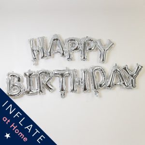 Moonpig Letterbox Happy Birthday Silver Script Balloon