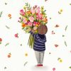 Moonpig Love Lucy Illustration Character With Floral Bouquet Card