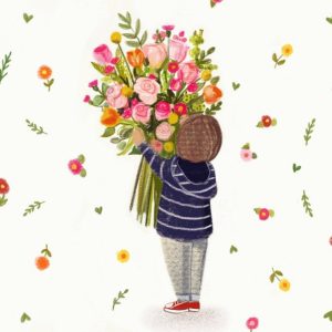 Moonpig Love Lucy Illustration Character With Floral Bouquet Card