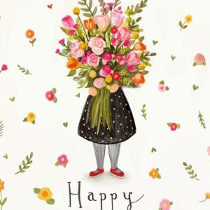Moonpig Love Lucy Illustration Floral Bouquet Birthday Card