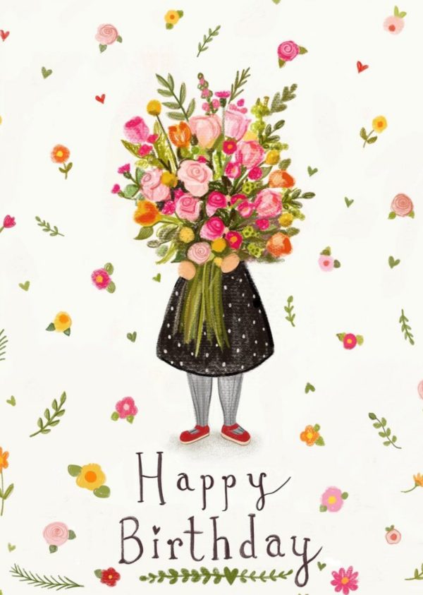 Moonpig Love Lucy Illustration Floral Bouquet Birthday Card