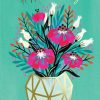 Moonpig Modern Bouquet Of Flowers In Glass Vase Birthday Card