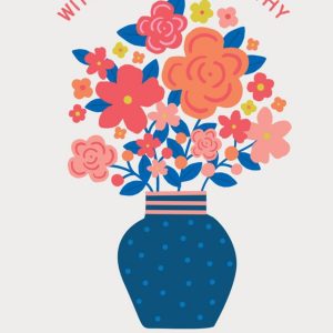 Moonpig Natalie Alex Designs Illustrated Floral Bouquet Sympathy Card