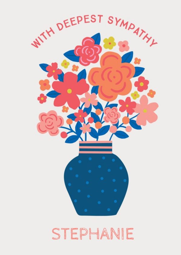 Moonpig Natalie Alex Designs Illustrated Floral Bouquet Sympathy Card