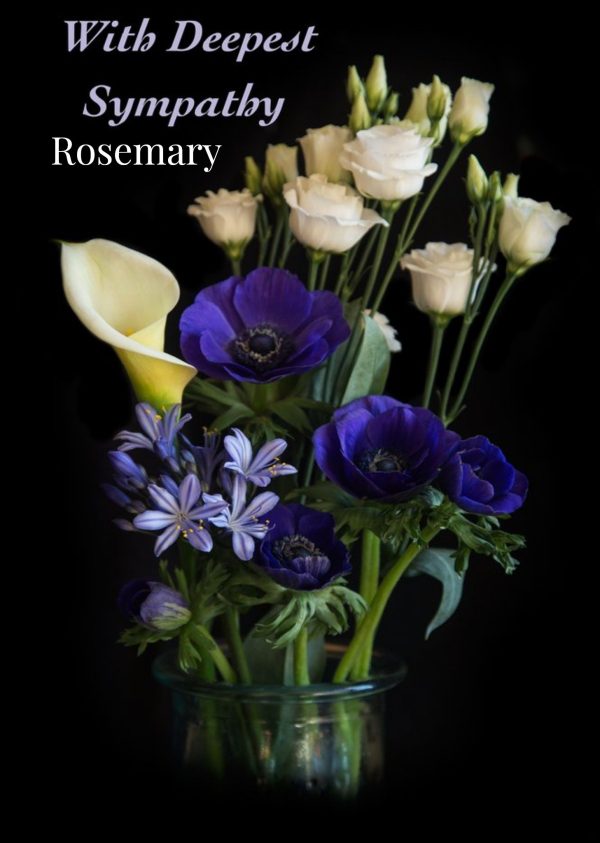 Moonpig Photographic Purple And White Mixed Bouquet Customisable Sympathy Card