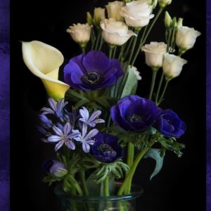 Moonpig Photographic Purple And White Mixed Bouquet Sympathy Card