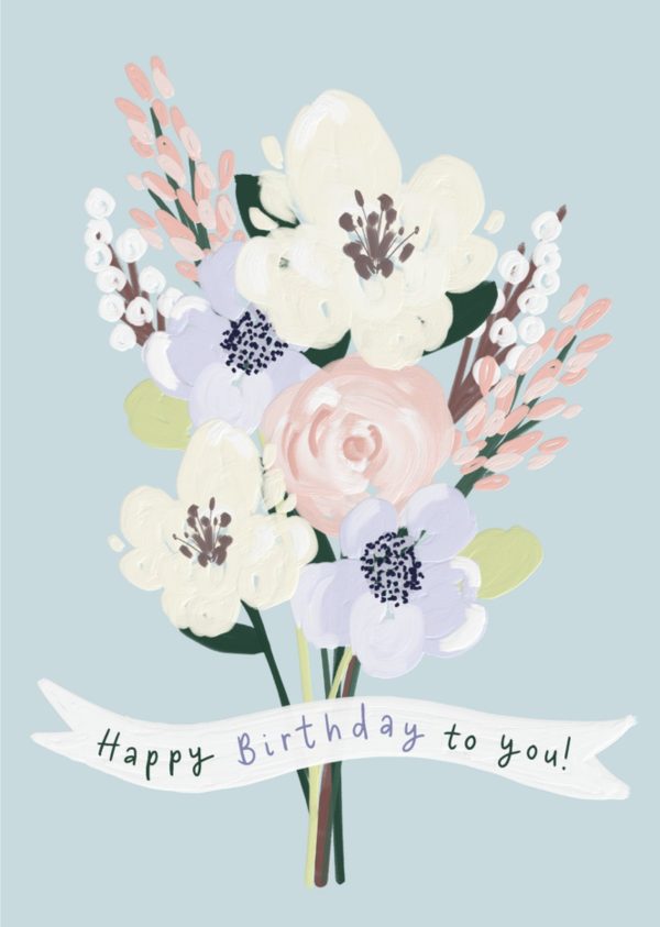 Moonpig Sweet Happy Birthday To You Hand Painted Bouquet Of Flowers Birthday Card
