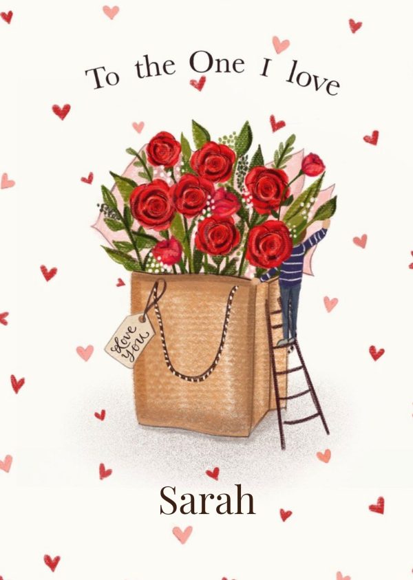 Moonpig To The One I Love Bouquet Of Flowers Illustrated Card