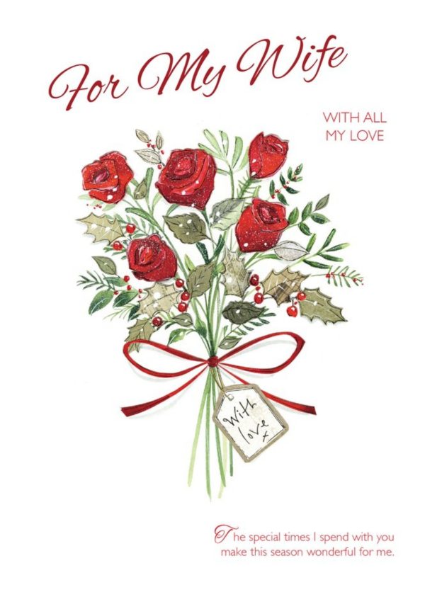 Moonpig To Wife Rose Bouquet Personalised Christmas Card
