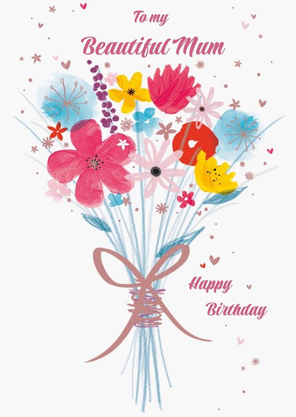 Moonpig Watercolour Flower Bouquet Personalised Birthday Card