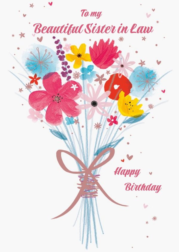 Moonpig Watercolour Flower Bouquet Personalised Birthday Card - Sister In Law