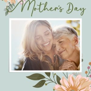 Mothers Day Bouquet 8x6" (20x15cm) Folded Greeting Card - Matt, Card & Stationery Green