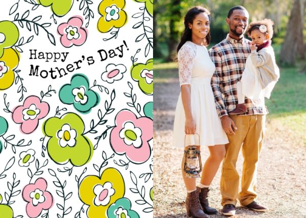 Mother's Day Bouquet 8x6" (20x15cm) Folded Greeting Card - Matt, Card & Stationery White