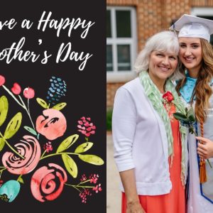 Mother's Day Floral Bouquet 7x5" (18x13cm) Folded Greeting Cards, Card & Stationery Black