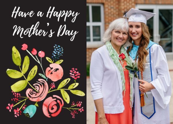 Mother's Day Floral Bouquet 7x5" (18x13cm) Folded Greeting Cards, Card & Stationery Black