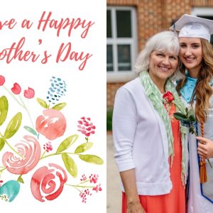 Mother's Day Floral Bouquet 7x5" (18x13cm) Folded Greeting Cards, Card & Stationery White