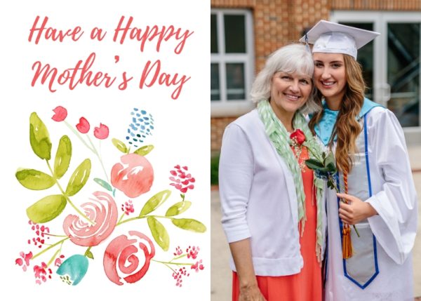 Mother's Day Floral Bouquet 7x5" (18x13cm) Folded Greeting Cards, Card & Stationery White