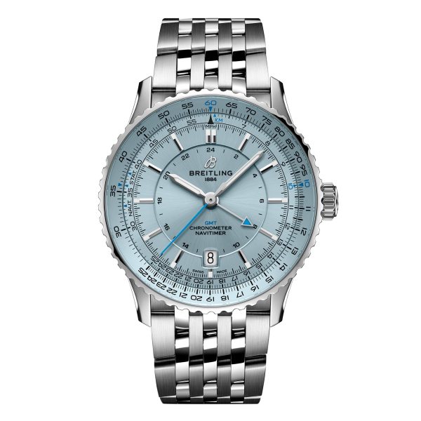 Navitimer Automatic GMT 41mm Mens Watch Light Blue Stainless Steel