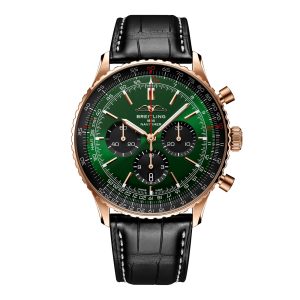 Navitimer Chronograph 18ct Rose Gold 46mm Mens Watch Green Alligator