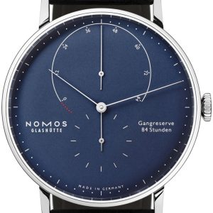 Nomos Glashutte Watch Lambda White Gold Deep Blue Sapphire Crystal - Blue
