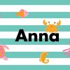 Ocean Animal Stripes Personalised Beach Towel, Gifts Light Blue