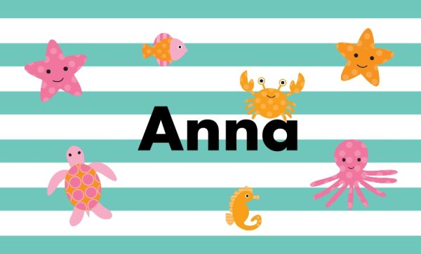 Ocean Animal Stripes Personalised Beach Towel, Gifts Light Blue
