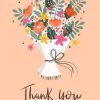 Okey Dokey Design Illustrated Flower Bouquet Floral Thank You Card