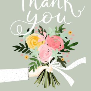 Okey Dokey Design Illustration Of A Bouquet Of Flowers Thank You Wedding Day Card