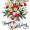 Okey Dokey Design Okey Dokey Illustrated Niece Holding Large Bouquet Of Flowers Great Aunt Birthday Card